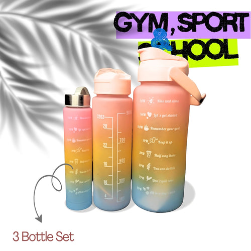 Set of 3 Sipper Water Bottles - Gym & Fitness Friendly - Merchandisee